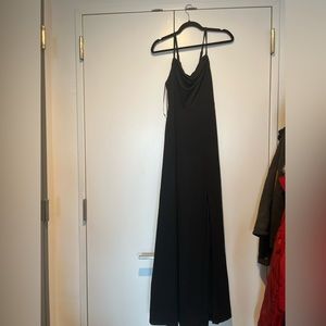 Floor Length Black (Cowl Neck) front slit Dress